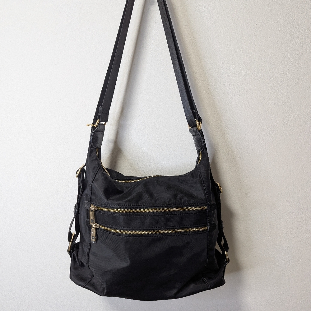 Sondra Roberts Black and Gold Nylon Backpack